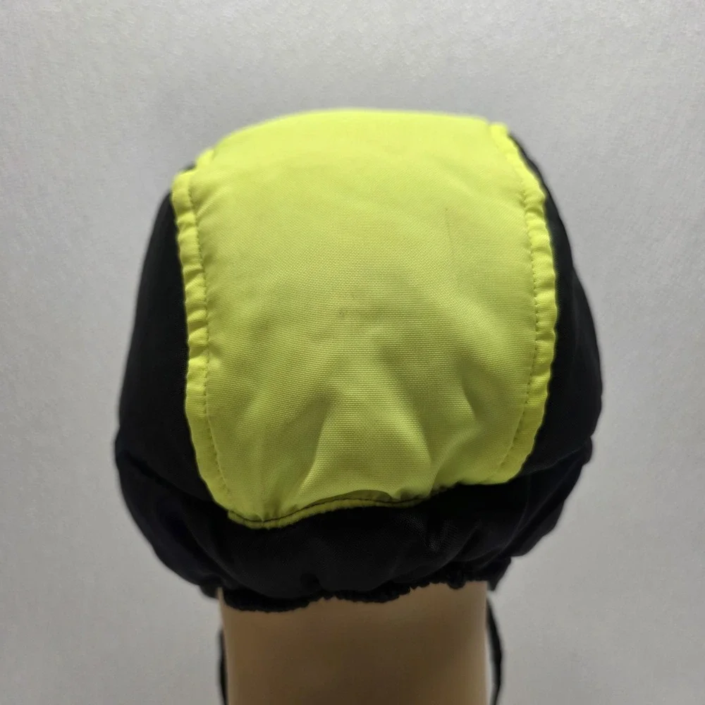 Vintage Obermeyer Junior Small Black & Yellow Nylon Ski Cap Winter Hat Ear Flaps